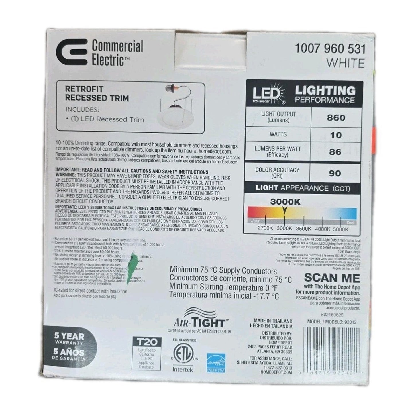 Commercial Electric Integrated LED 6-inch Retro Fit Ultra Slim Selectable Color