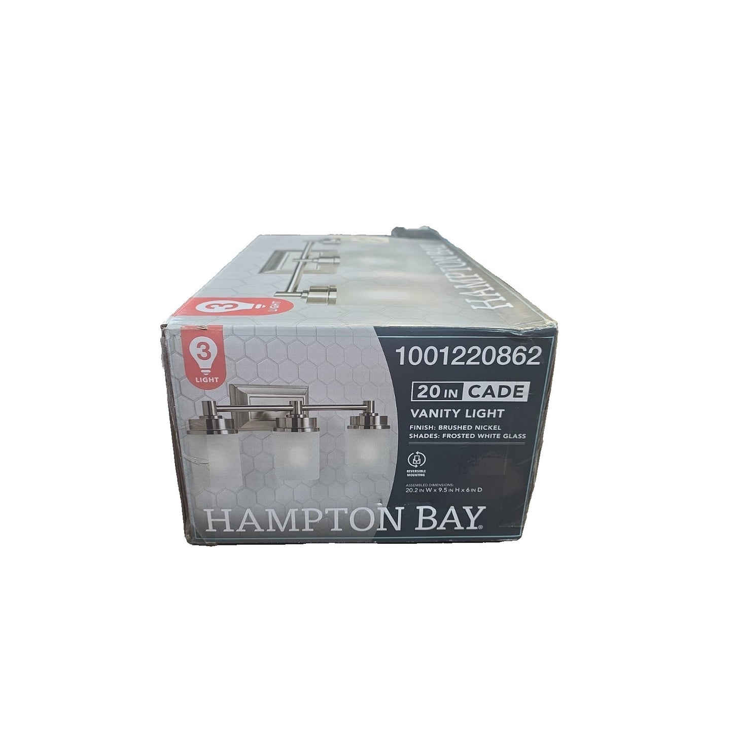 Hampton Bay Cade 20.25" 3-Light Bathroom Vanity Light Brushed Nickel Frosted
