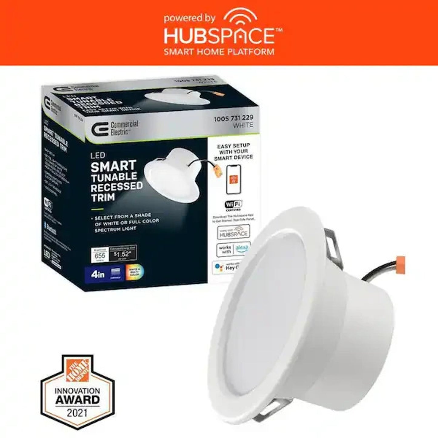 Commercial Electric 4" T20 Smart LED Recessed Trim WiFi Hubspace Adjustable CCT