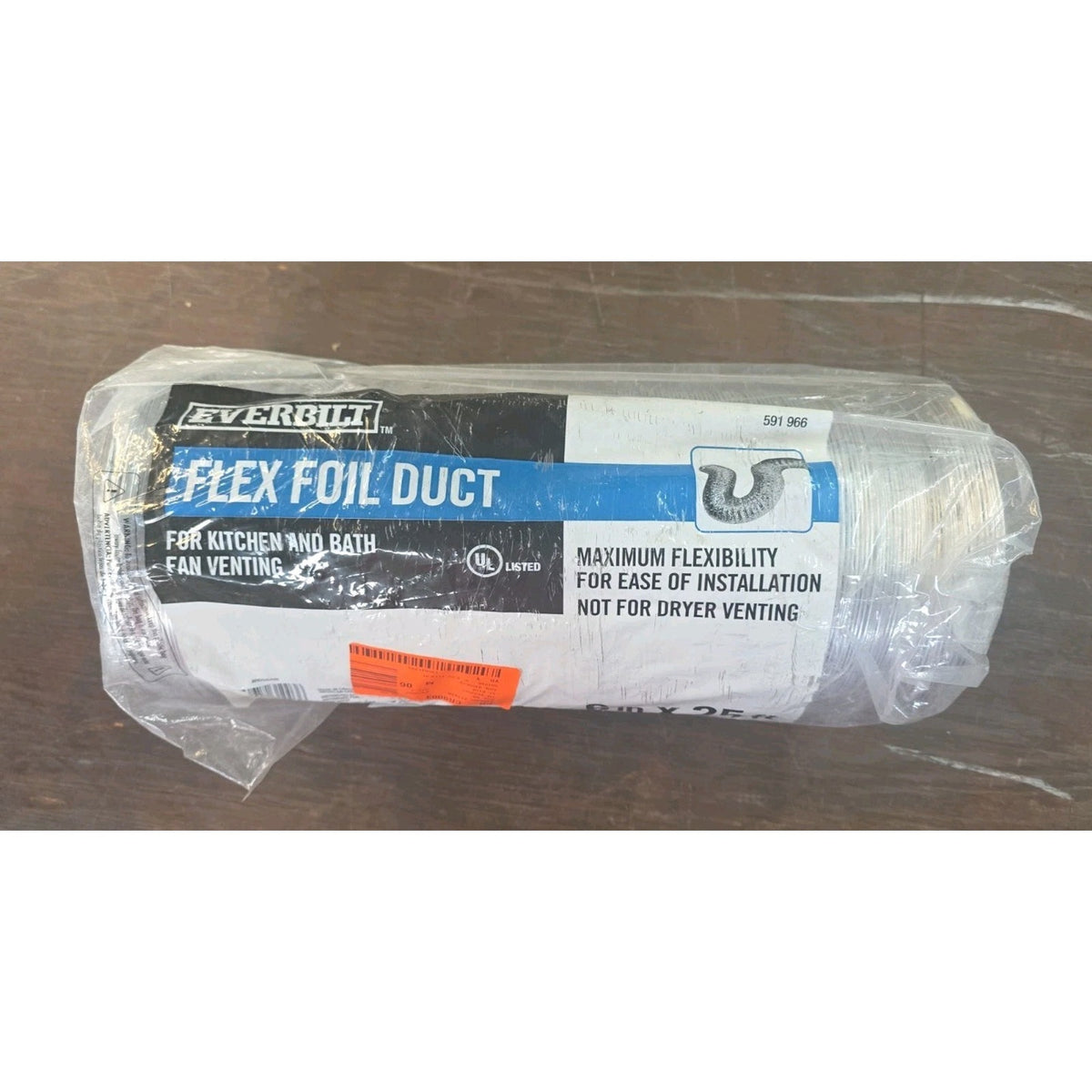 Everbilt 6" x 25' Flexible Aluminum Foil HVAC Air Duct UL 181 Class 1 AF625ULPHD