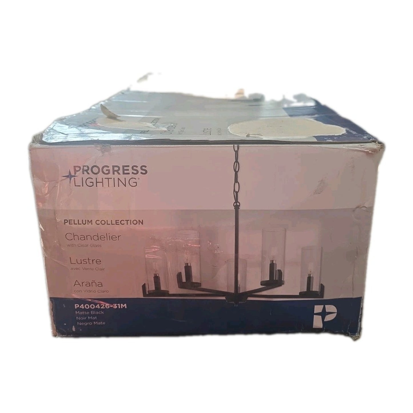Progress Lighting Pellum 25" 5-Light Matte Black Chandelier Clear Glass