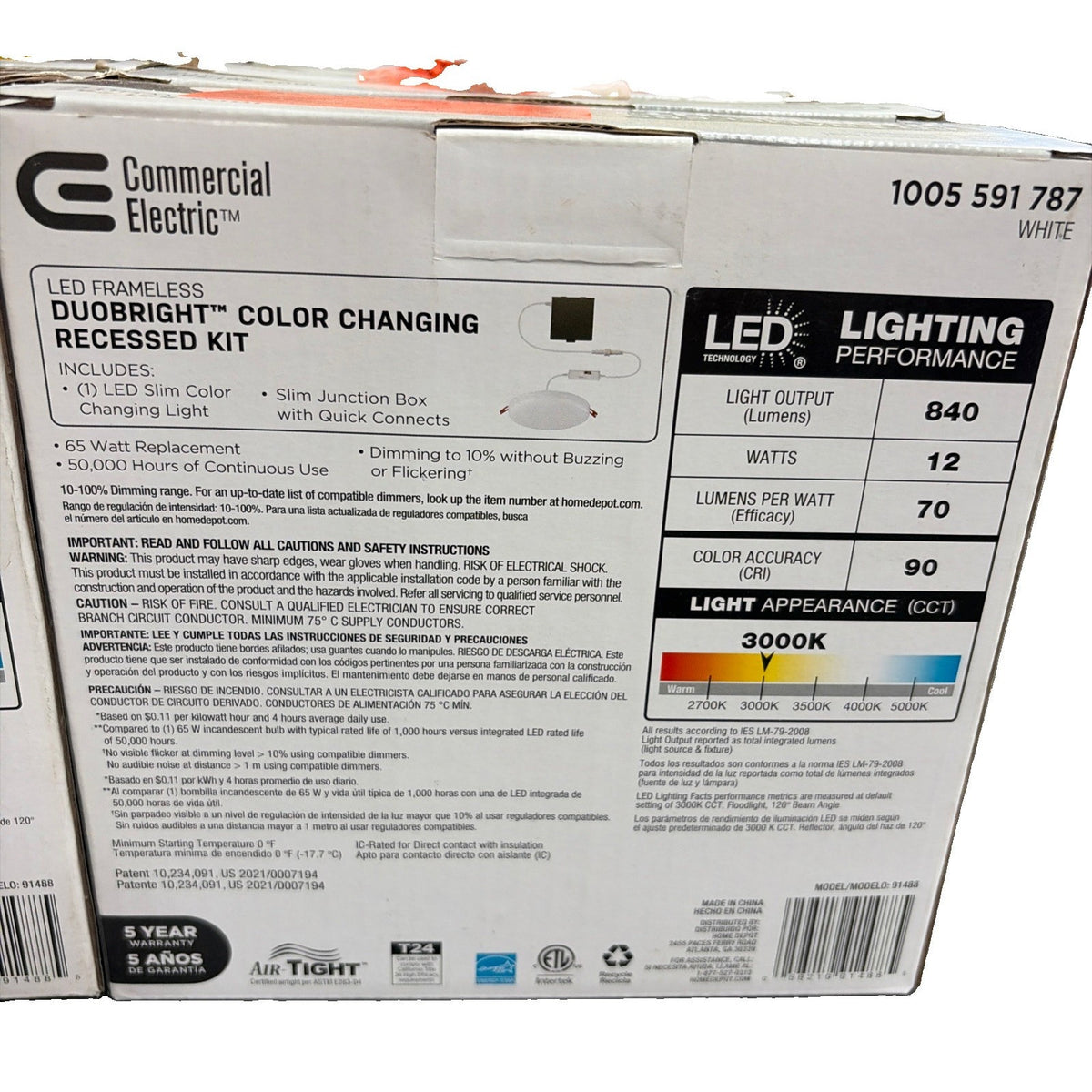 Lot Of 8: Commercial Electric 6” LED Rimless Canless Recessed Lights Duobright