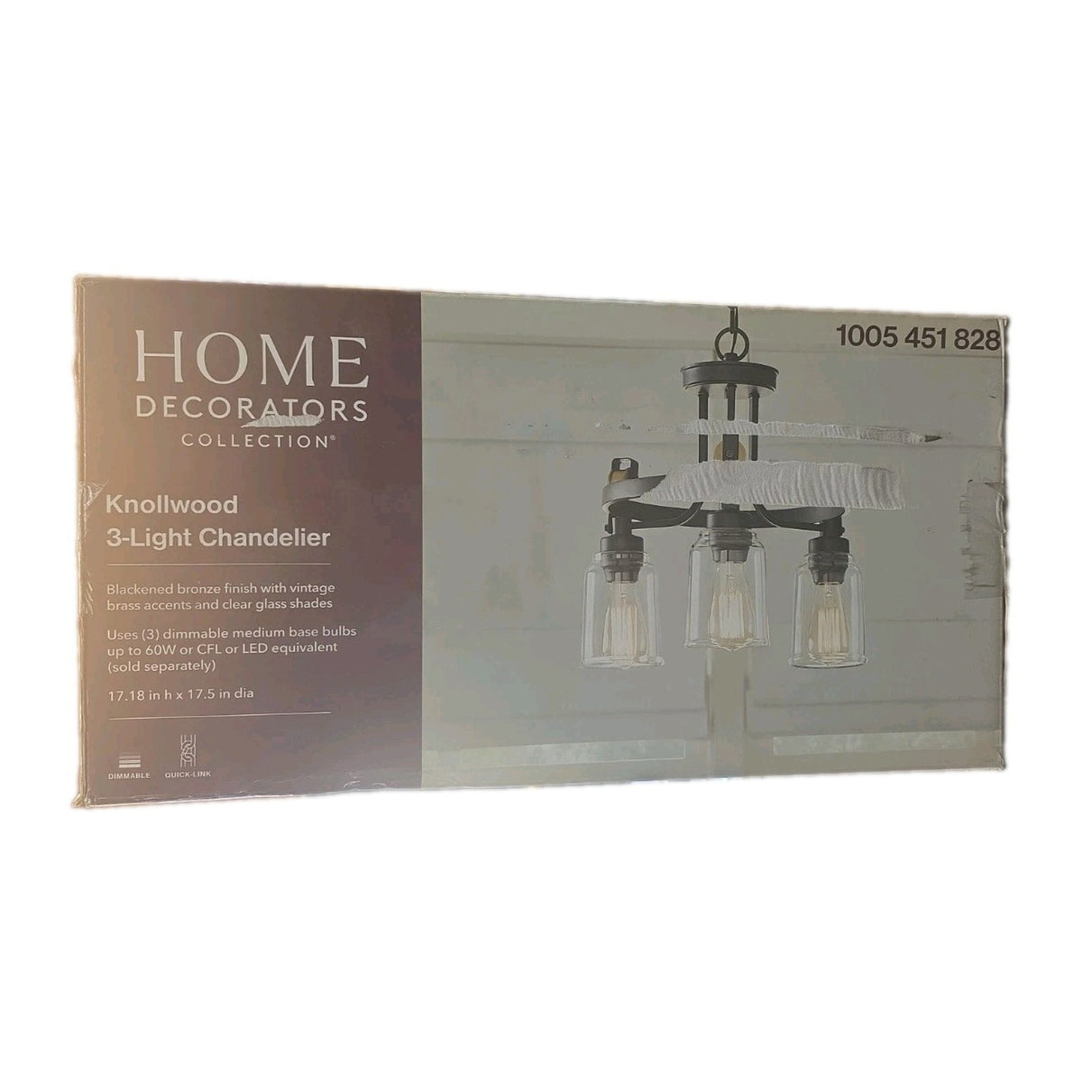 Home Decorators Knollwood 17.5" 3-Light Bronze/Brass Industrial Chandelier