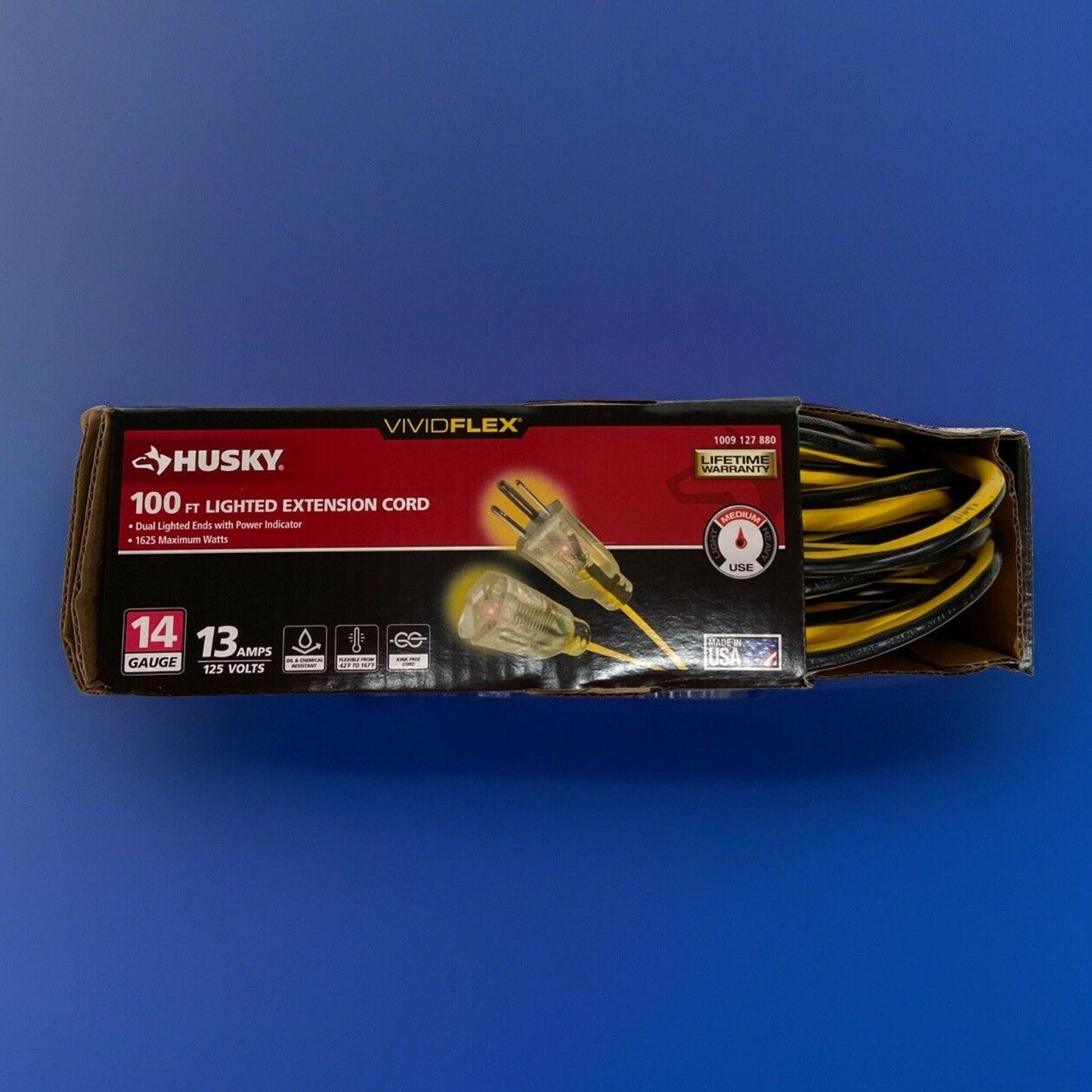 Husky VividFlex 100 Ft. 14/3 Heavy Duty Indoor/Outdoor Extension Cord with