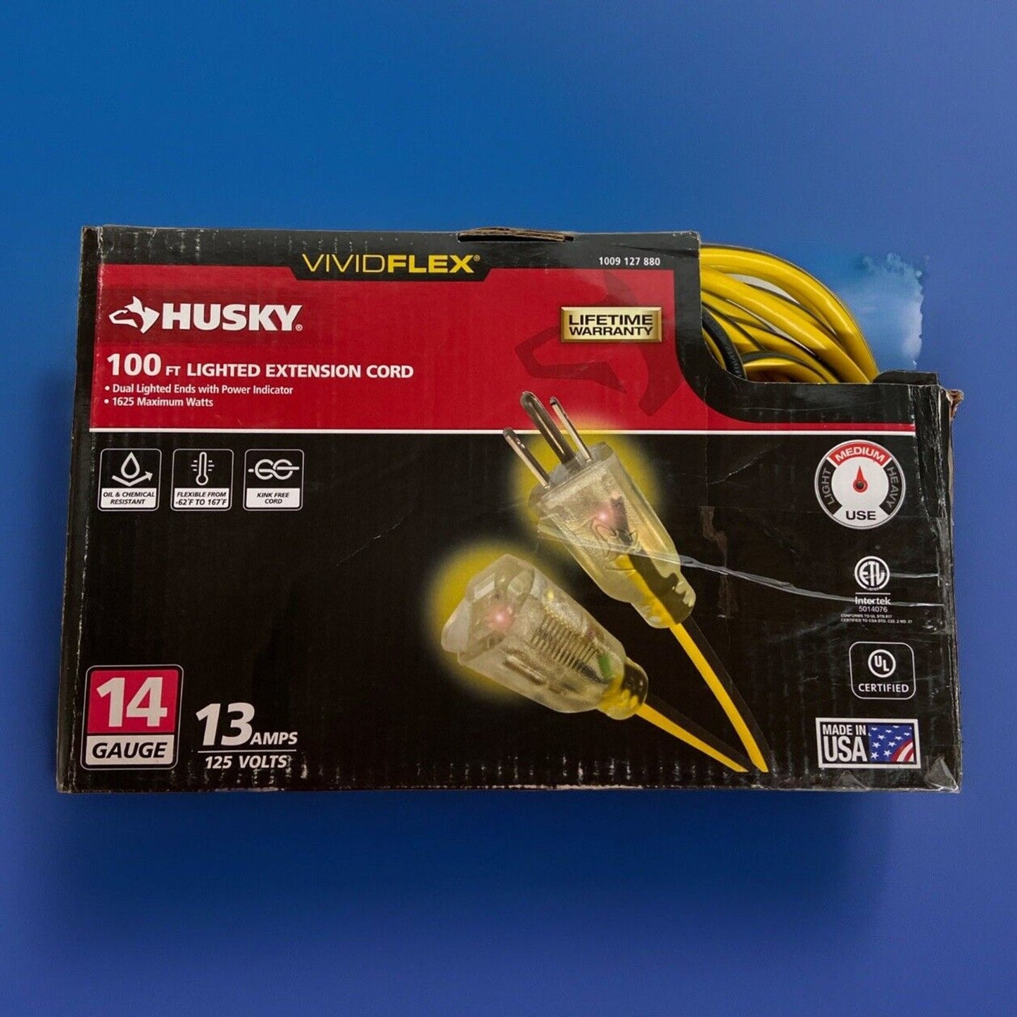 Husky VividFlex 100 Ft. 14/3 Heavy Duty Indoor/Outdoor Extension Cord with
