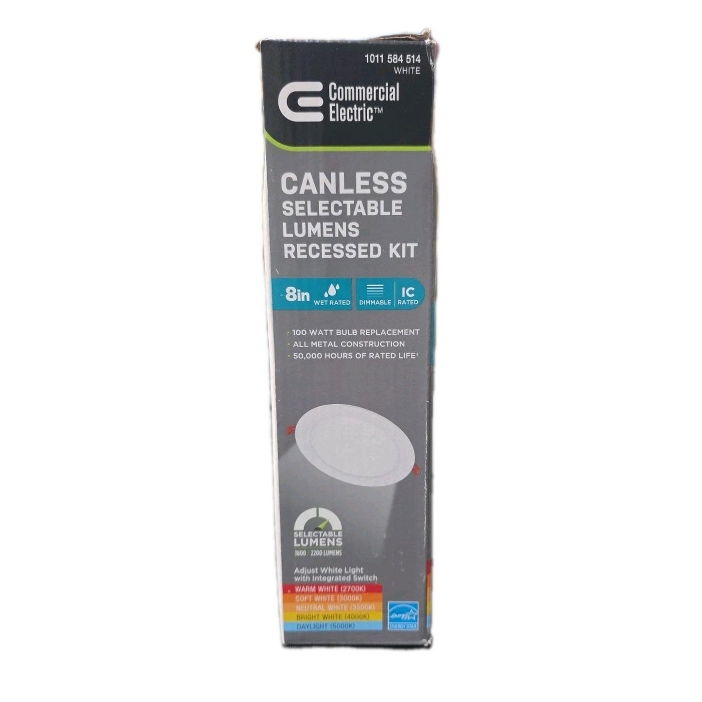 Commercial Electric 8" Ultraslim LED Canless Recessed Light Select CCT 92345