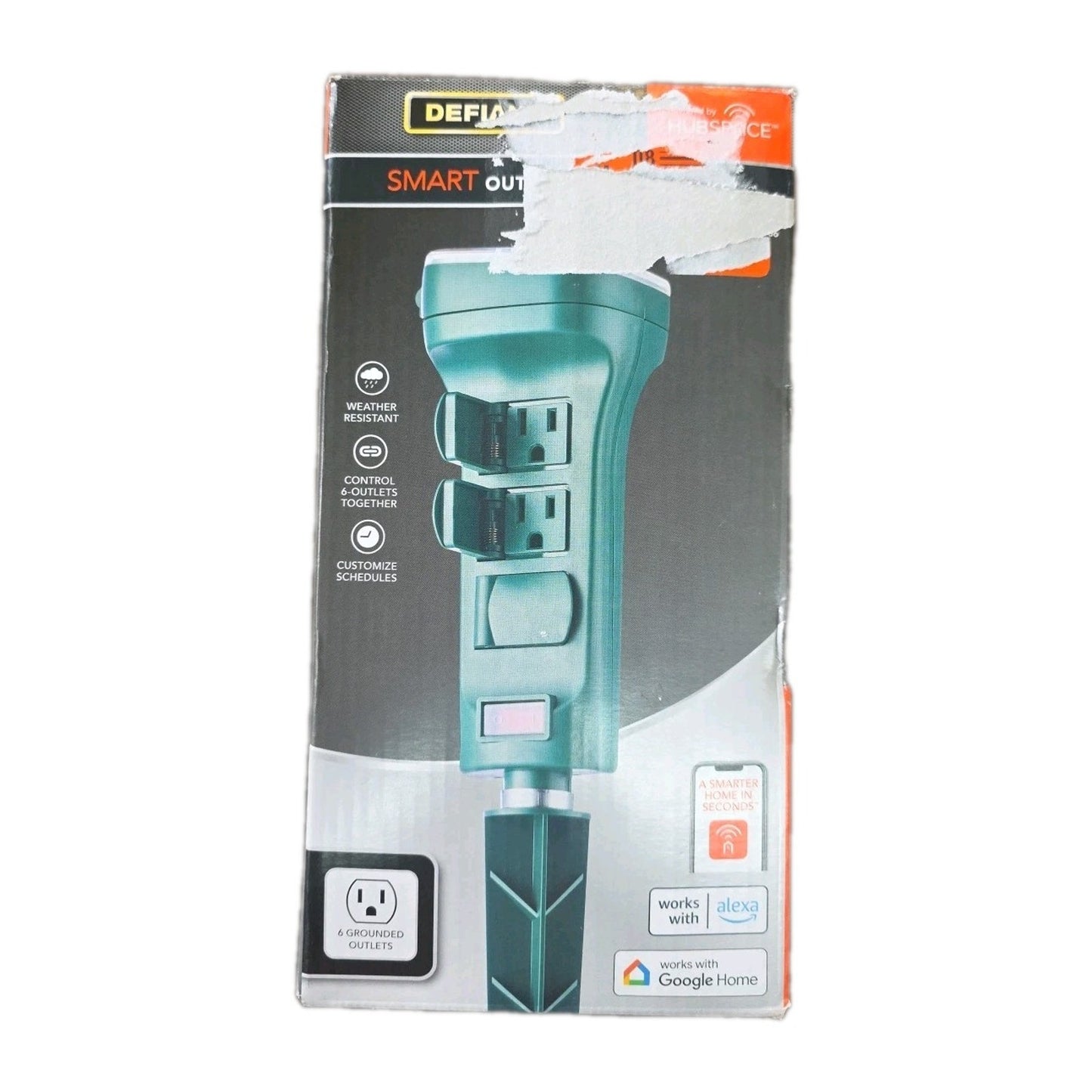 Defiant Smart Outdoor 6-Outlet Power Stake Timer WiFi Hubspace LH-7-1-4FT