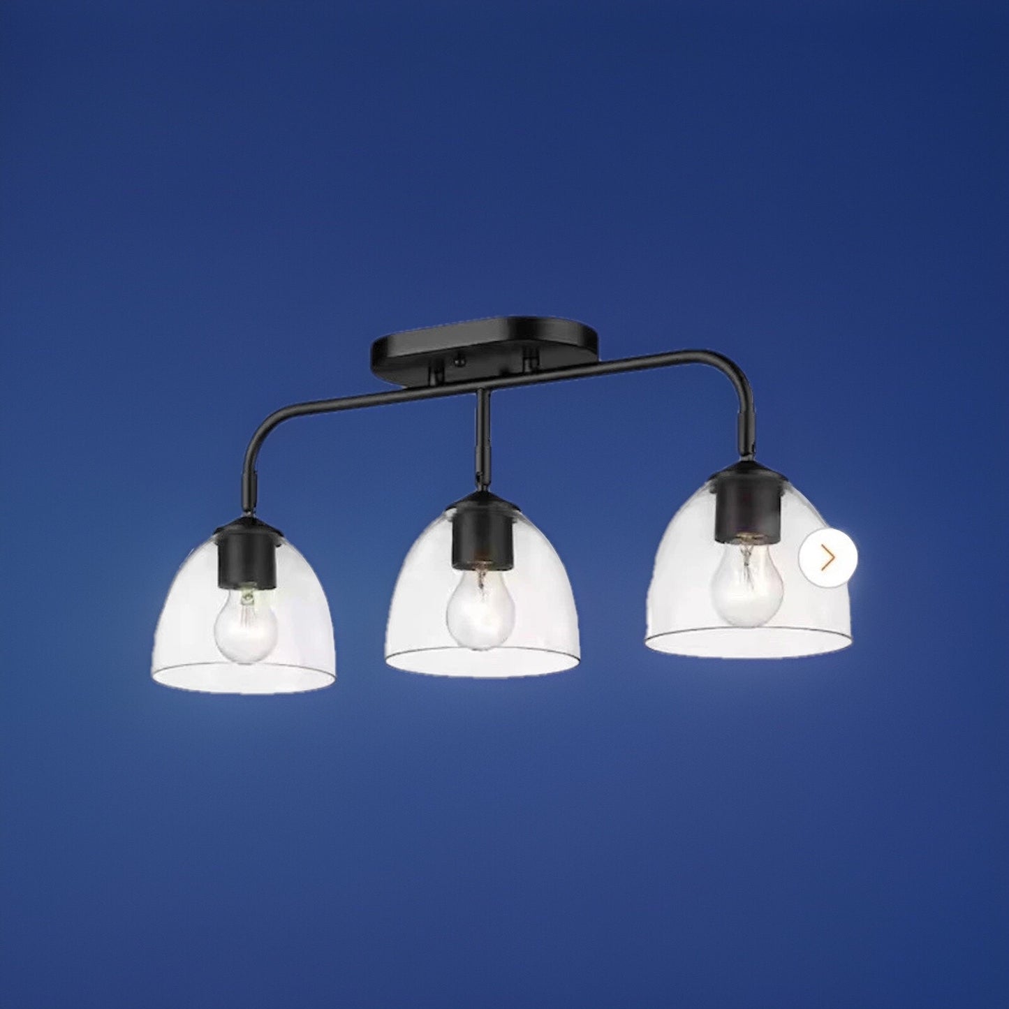 Golden Lighting Roxie 3 Light Semi-Flush, BK/BK/Clear - 6958-3SFBLK-BLK-CLR