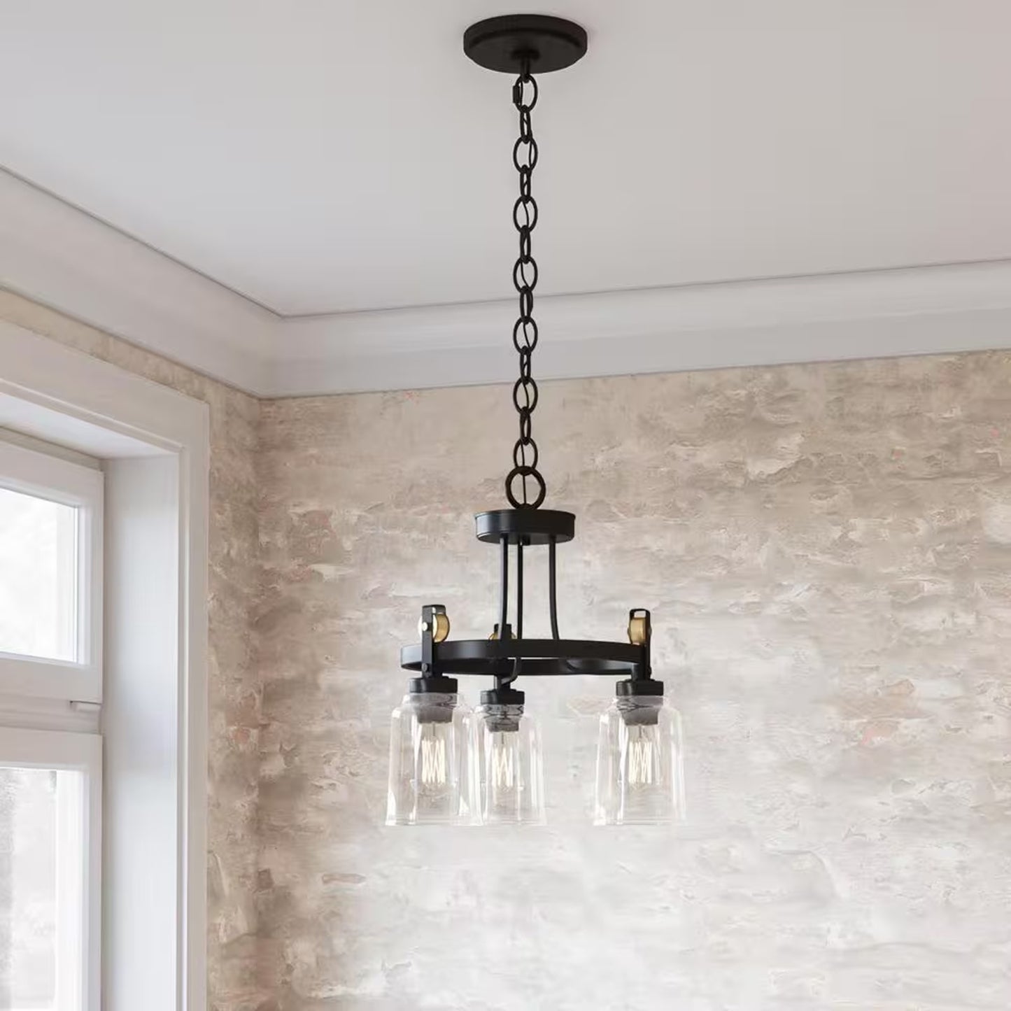 Home Decorators Knollwood 17.5" 3-Light Bronze/Brass Industrial Chandelier