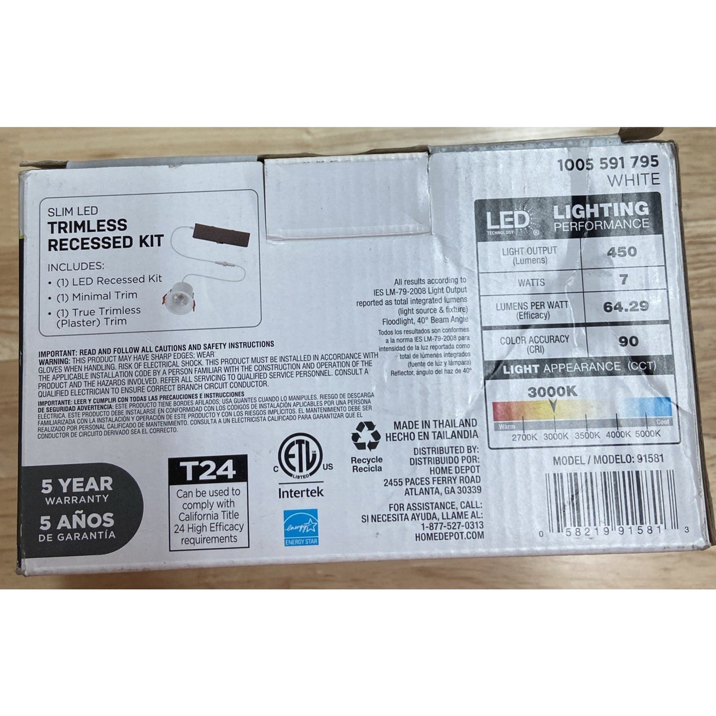 Commercial Electric 3 in. White Slim LED Trim less Recessed Kit