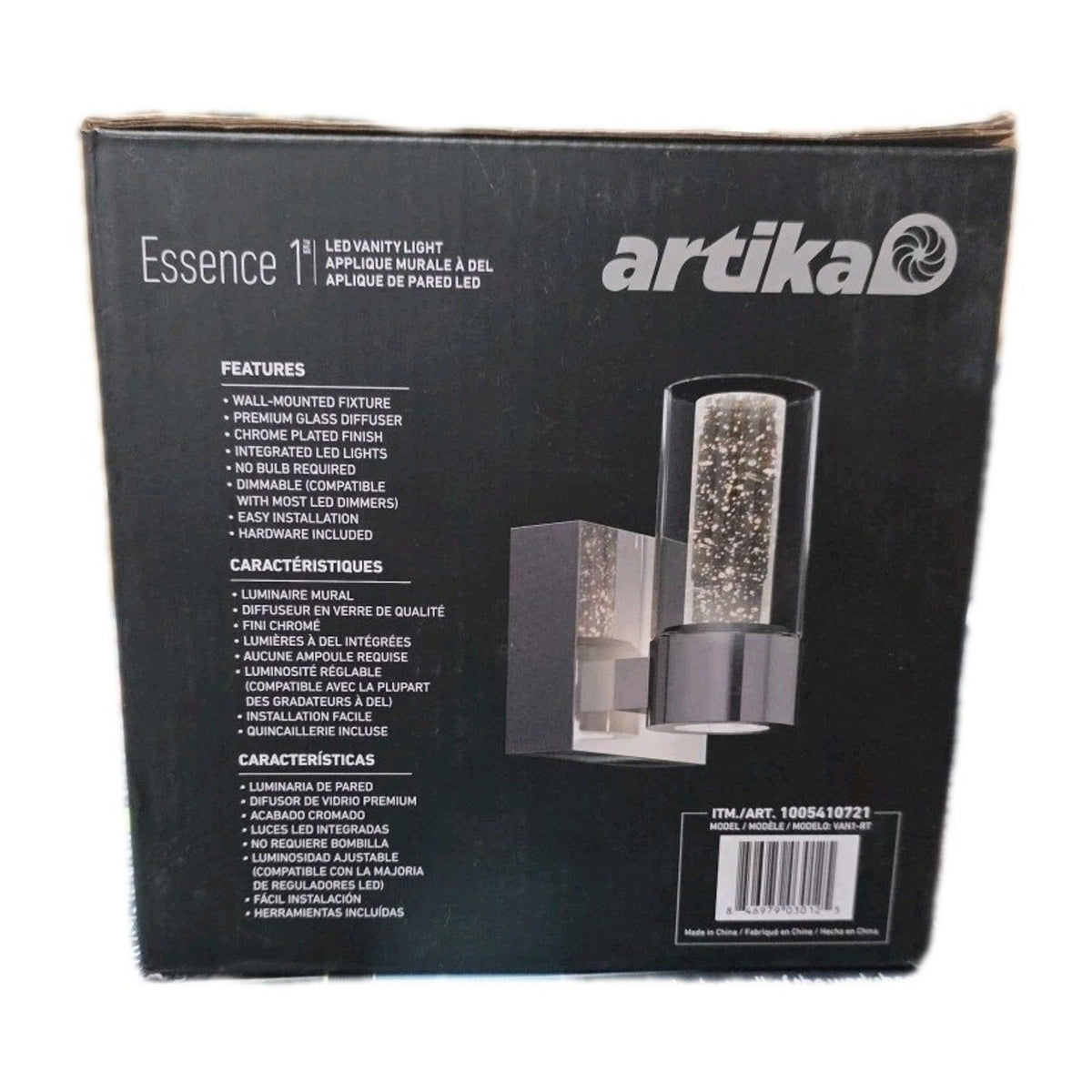 Artika Essence LED Wall Sconce Chrome Bubble Glass Vanity Light Modern VAN1-RT