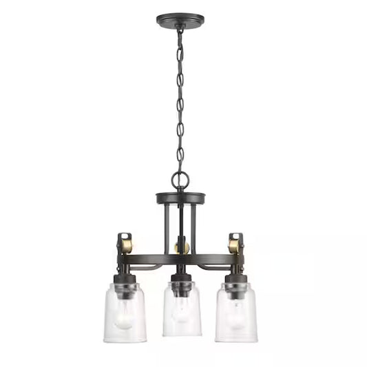 Home Decorators Knollwood 17.5" 3-Light Bronze/Brass Industrial Chandelier