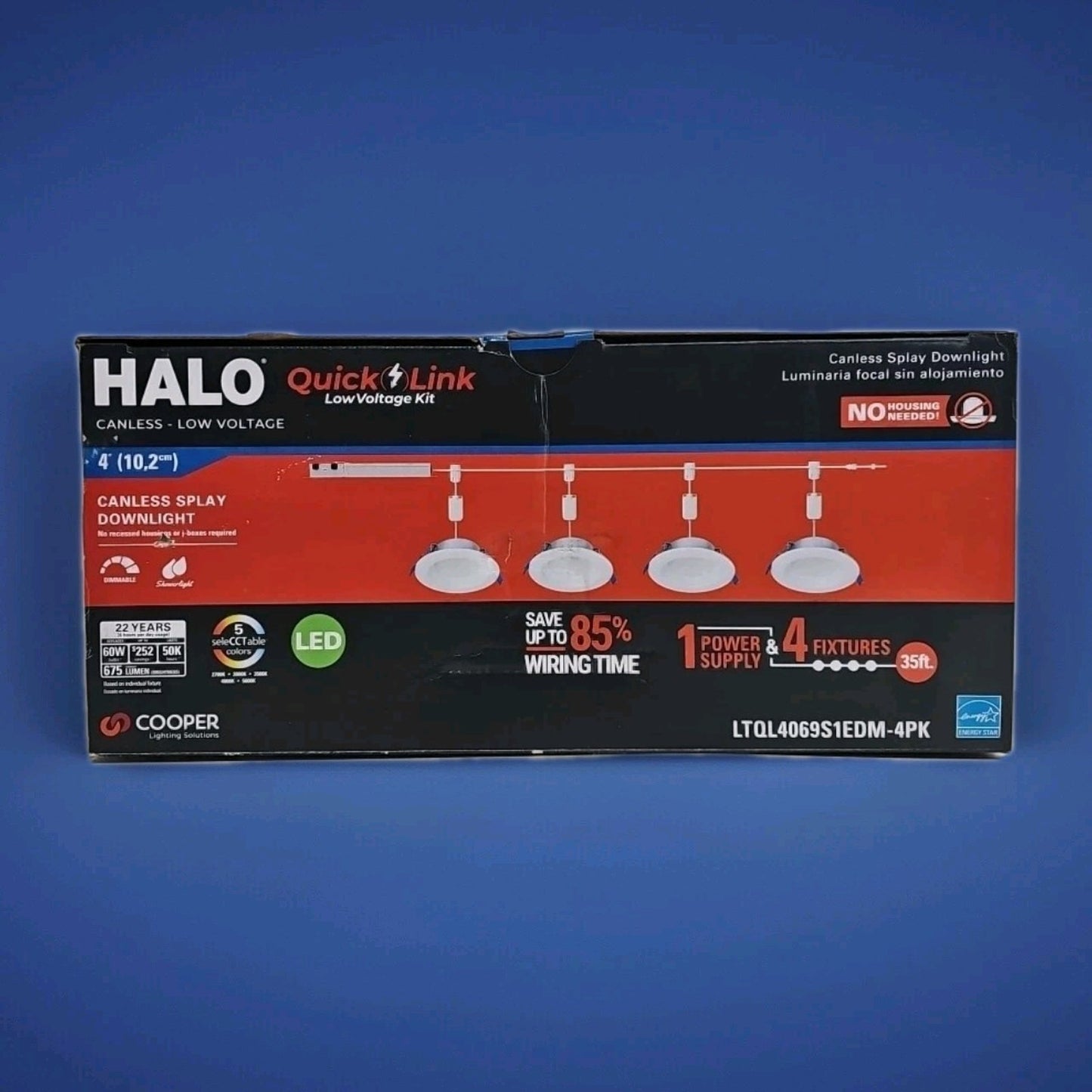 HALO 4 inch Quicklink Canless LED Downlight Selectable 2700-5000K, Dimable (4Pk)