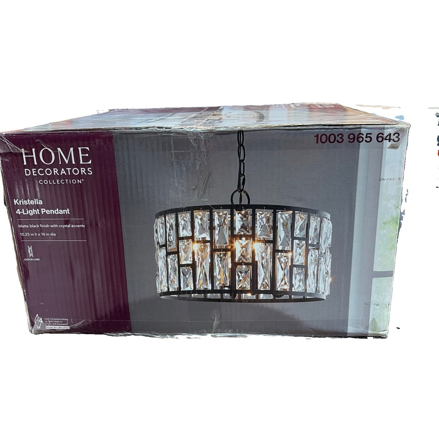 Home Decorators Collection Kristella 4-Light Black Crystal Chandelier