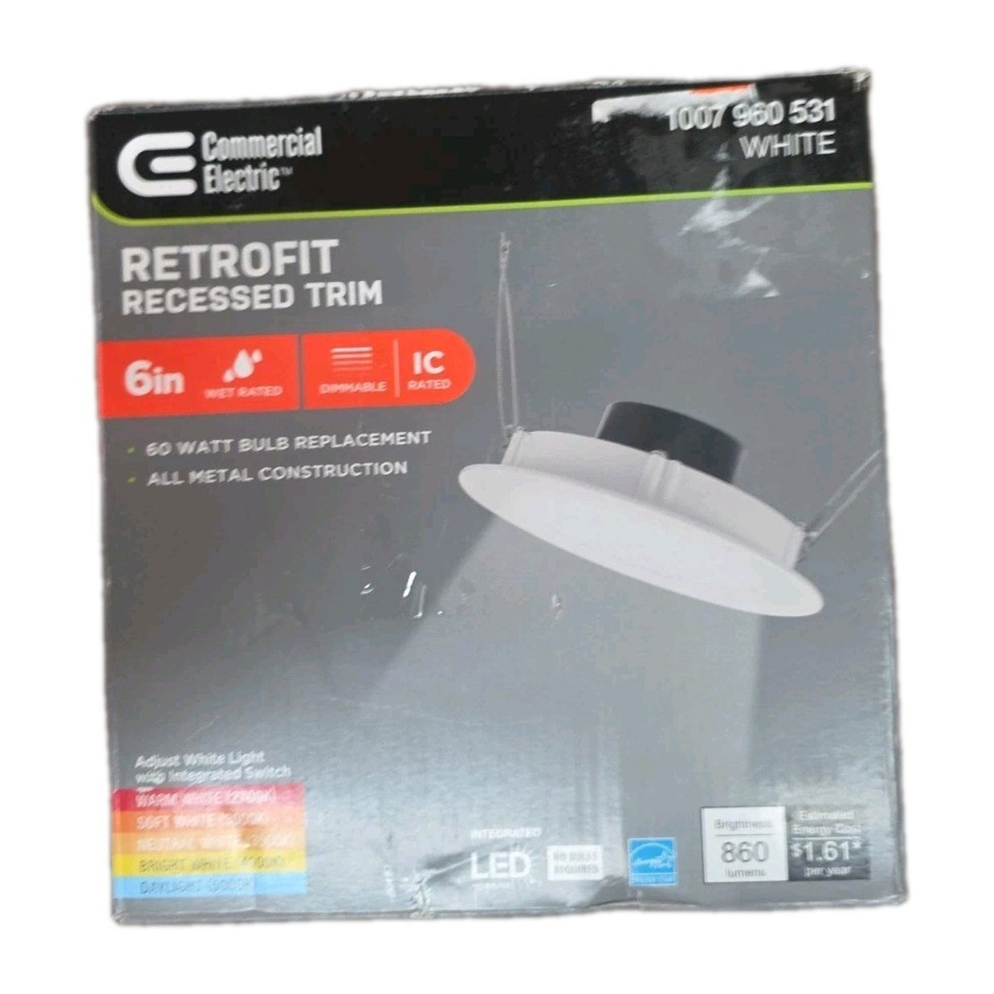 Commercial Electric Integrated LED 6-inch Retro Fit Ultra Slim Selectable Color