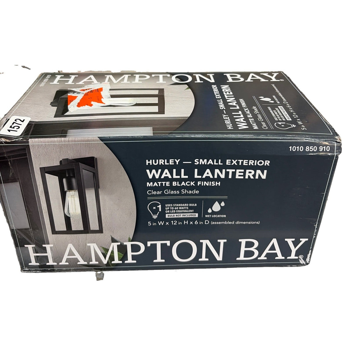Hampton Bay Hurley 12 in. Matte Black Hardwired Outdoor Wall Lantern.
