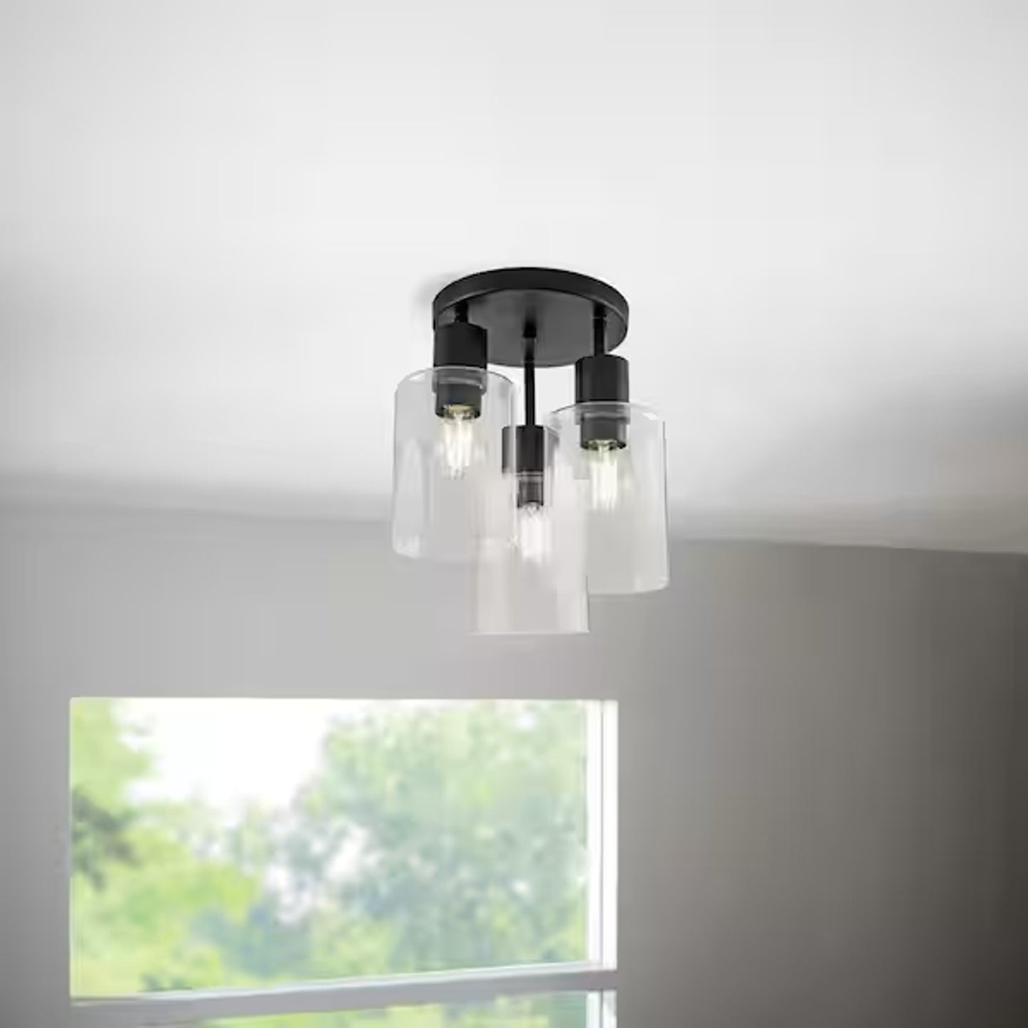 Hampton Bay Sutton Place 14" 3-Light Matte Black Flush Mount Ceiling Light