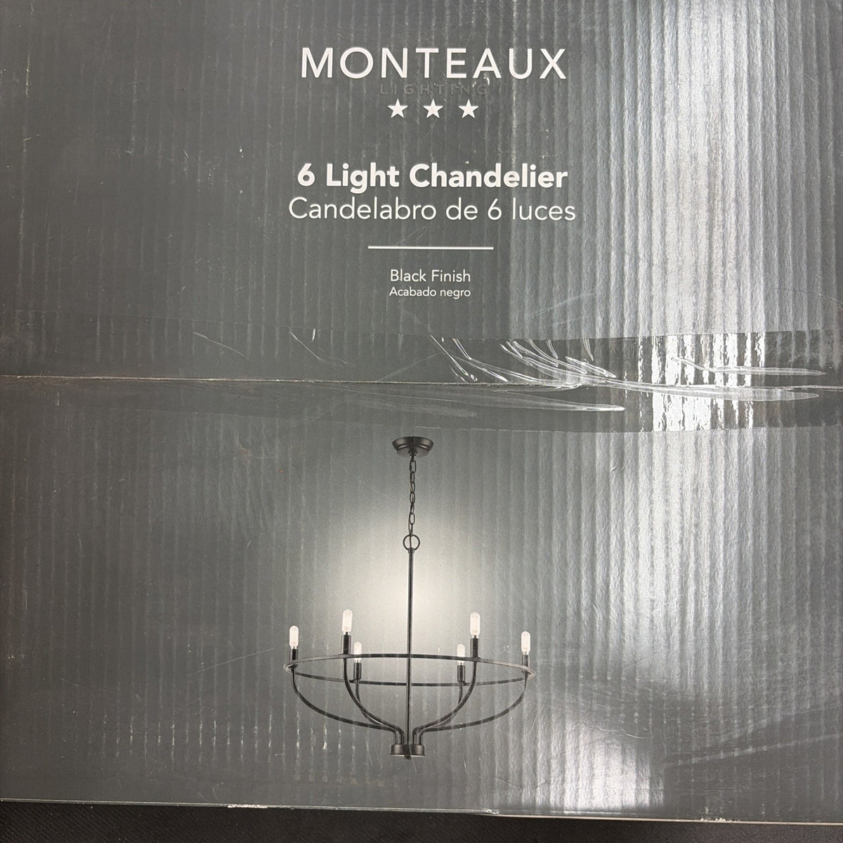 Monteaux Lighting - 6-Light Black Round Candle Chandelier Light Fixture NEW