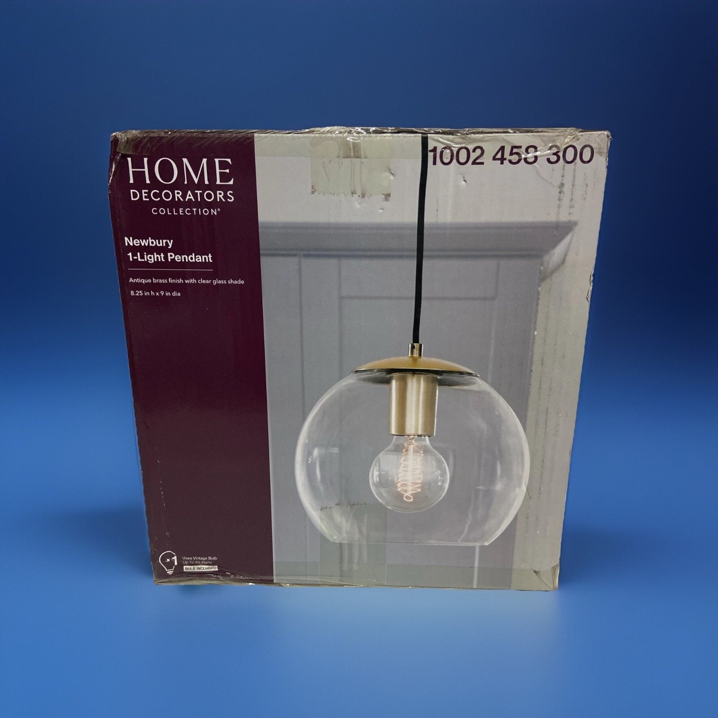 Home Decorators Collection 1-Light Antique Brass and Glass Mini-Pendant