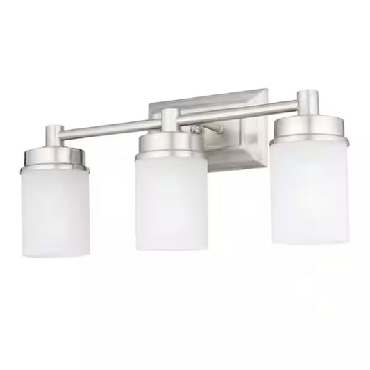 Hampton Bay Cade 20.25" 3-Light Bathroom Vanity Light Brushed Nickel Frosted