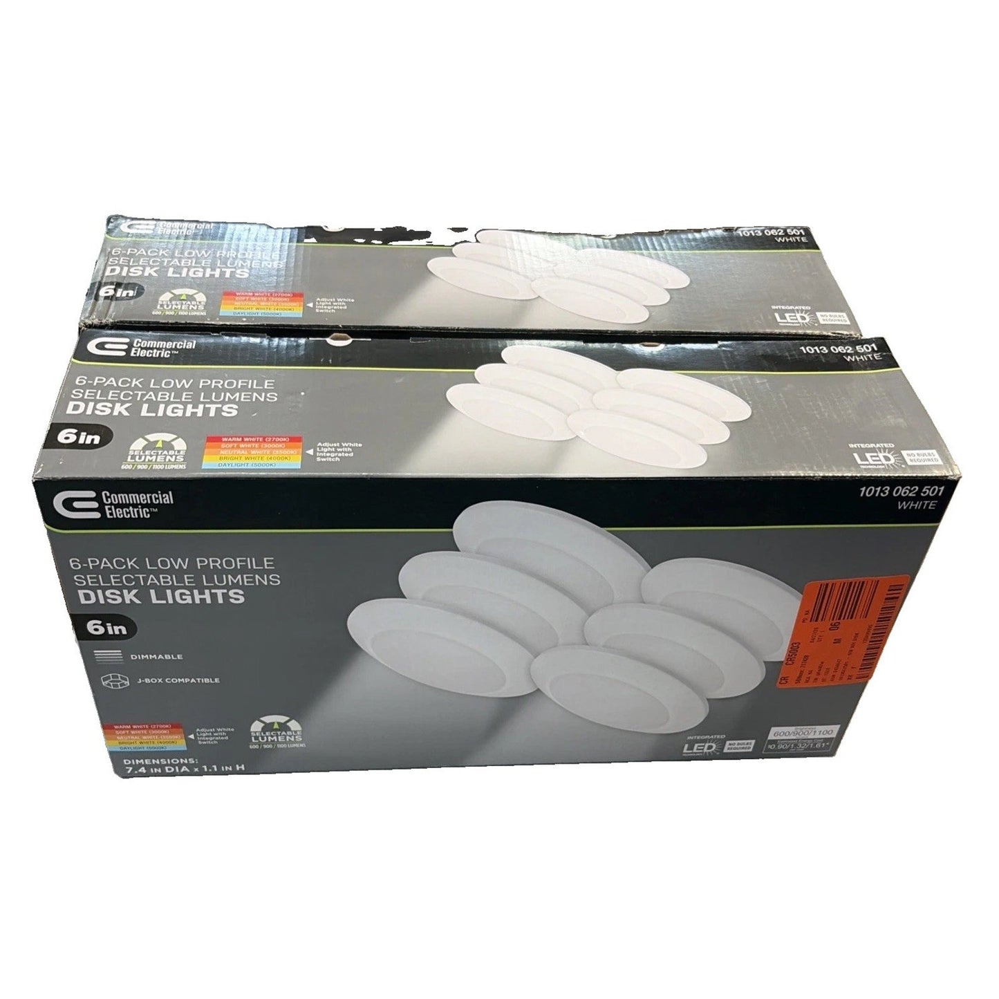 Lot of 2: Commercial Electric 6" LED Disk Light 6-Pack (12 Total) Selectable CCT
