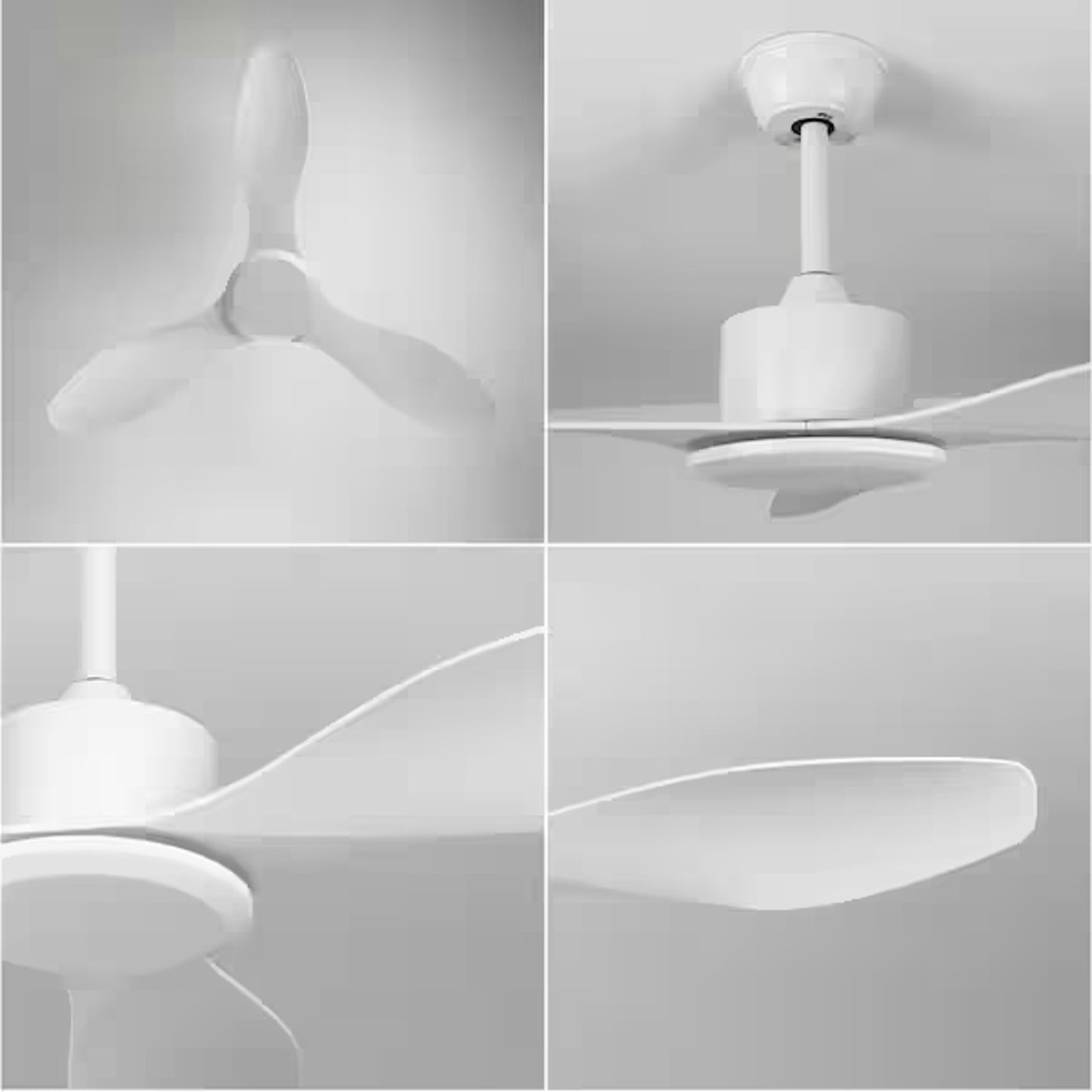 48" Modern Propeller Ceiling Fan 3 White Blades DC Motor Remote No Light