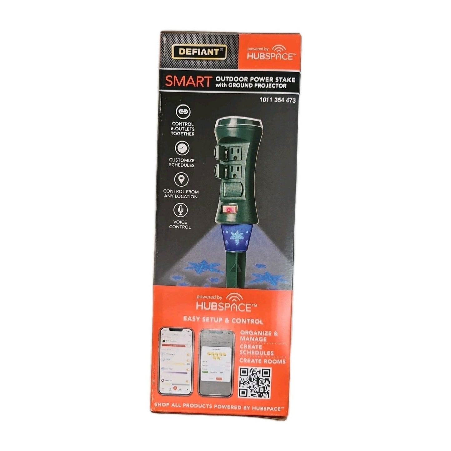 Defiant Smart Outdoor 4 ft. 6-Outlet Power Stake Timer Holiday Lights Projector