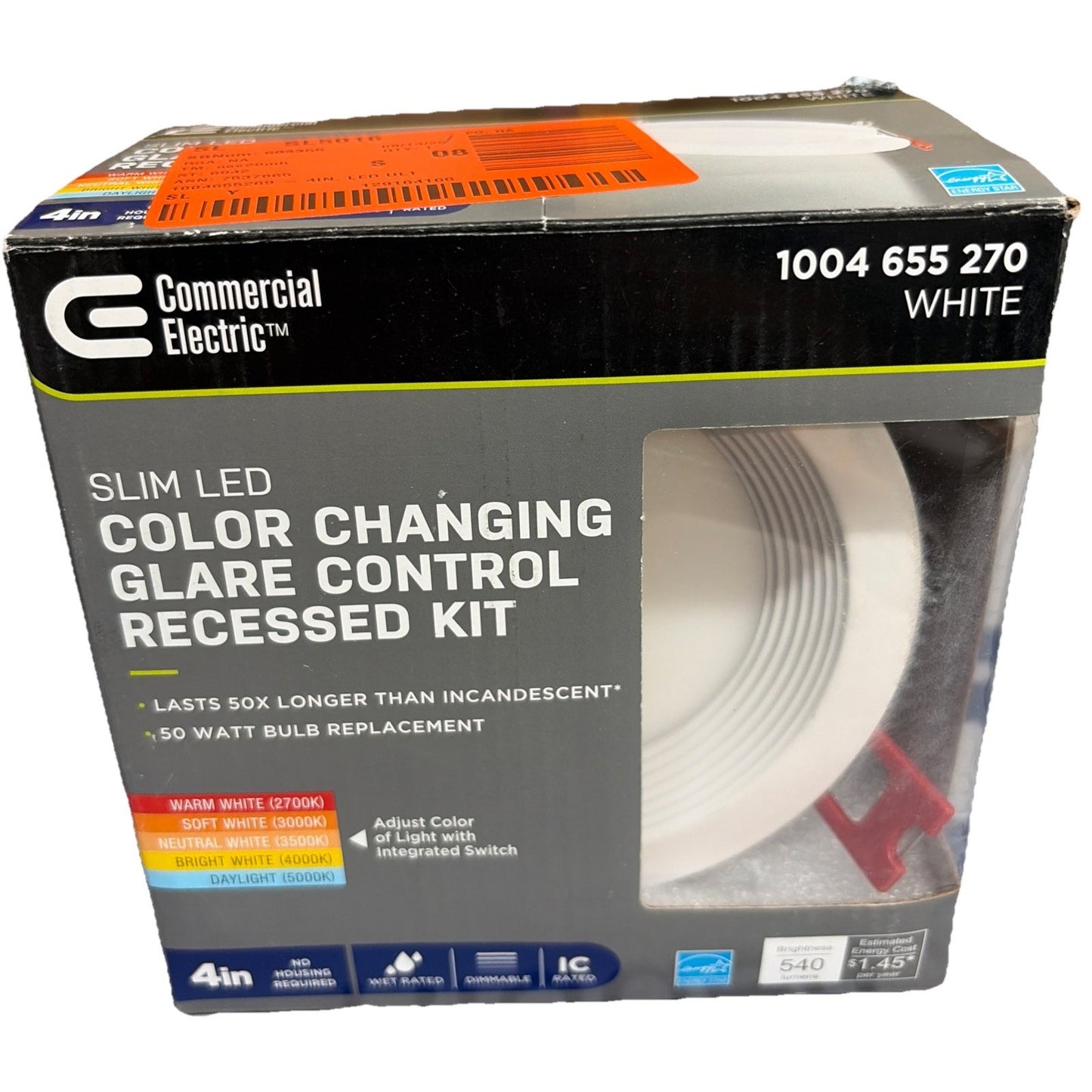 Commercial Electric Slim LED Color Changing Glare Control Recessed Kit 4in White