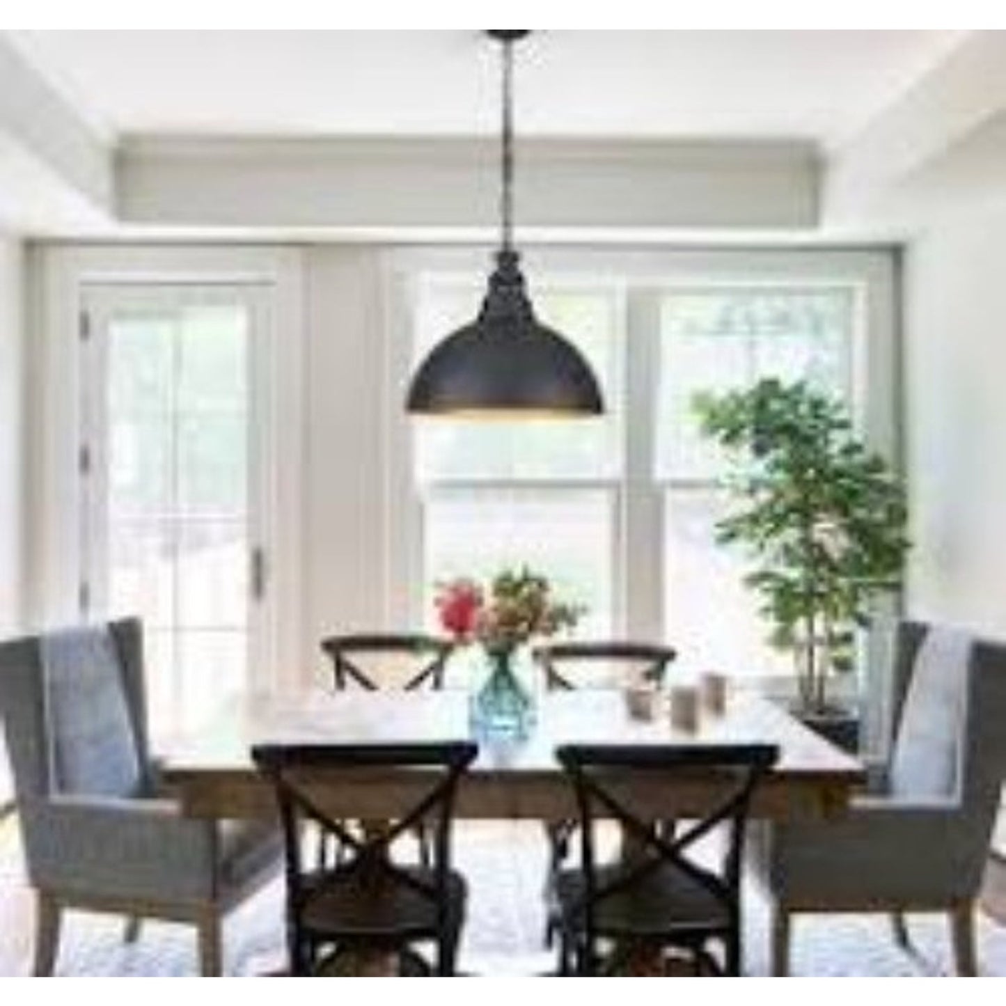 ZJVAIVE 1-Light Black Dome Pendant Light Hanging Chandelier Lighting with Metal