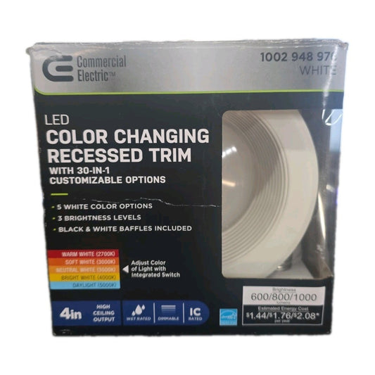 Commercial Electric 4" LED Recessed Trim 30 Lighting Options Adjustable CCT Dim