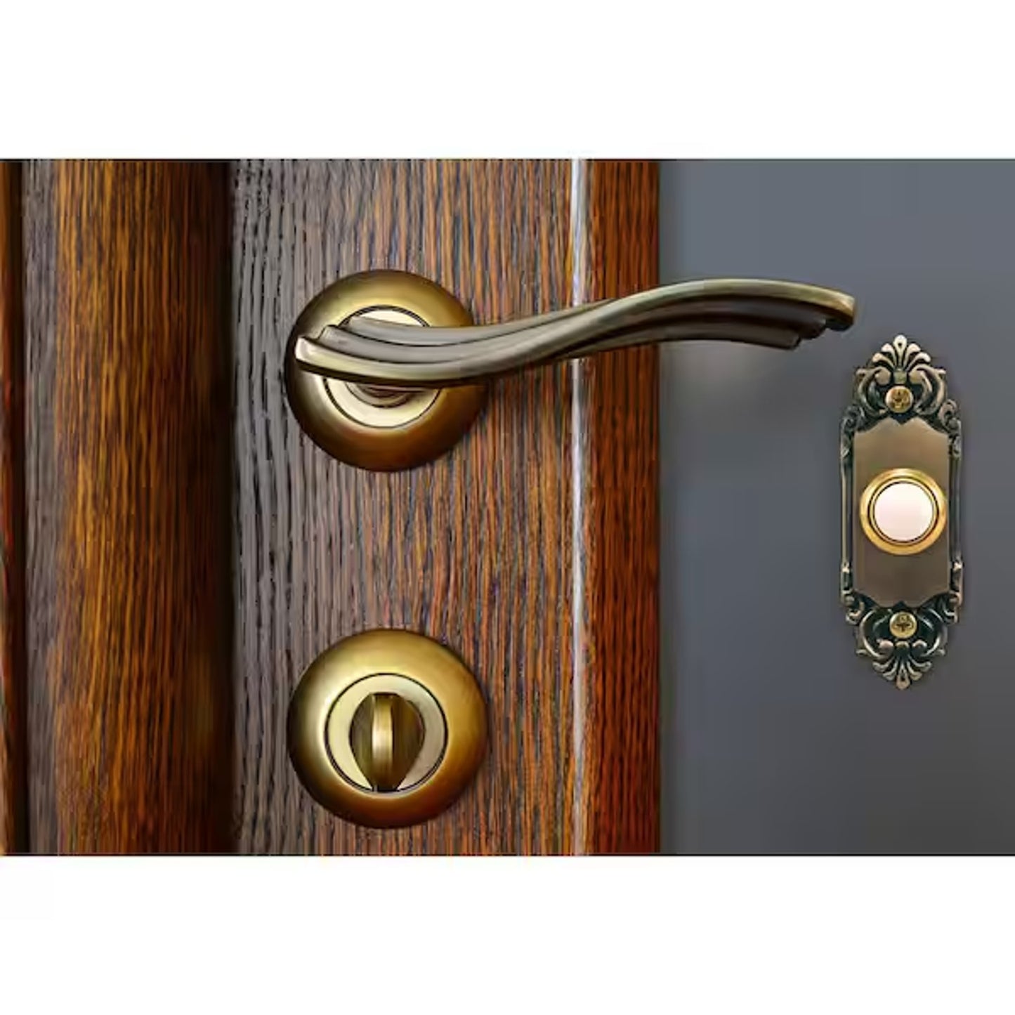 Lot 2 Defiant Wired LED Doorbell Push Button Antique Brass 18000032 Illuminated