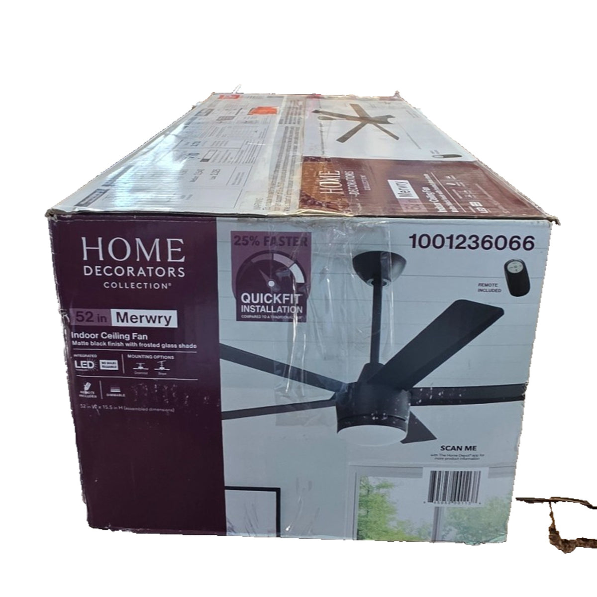 Home Decorators Merwry 52" Matte Black LED Ceiling Fan Remote SW1422MBK