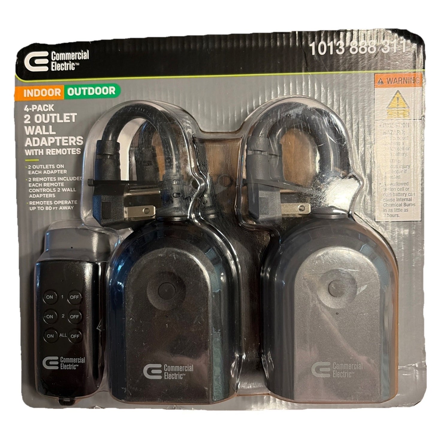 Commercial Electric 4 Pk. 2 Outlet Wall Adapters With Remotes 1013 888 311