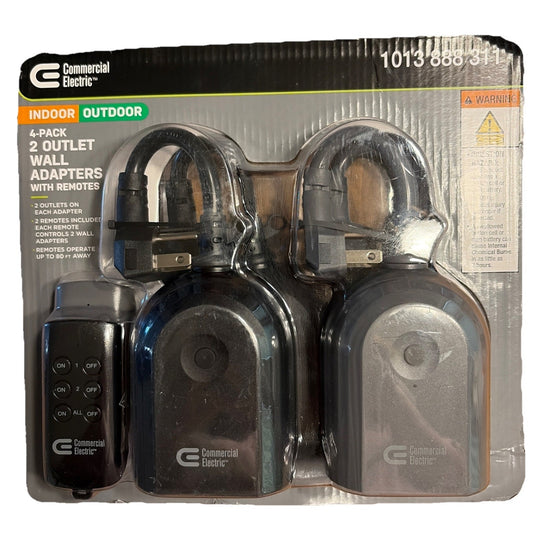 Commercial Electric 4 Pk. 2 Outlet Wall Adapters With Remotes 1013 888 311