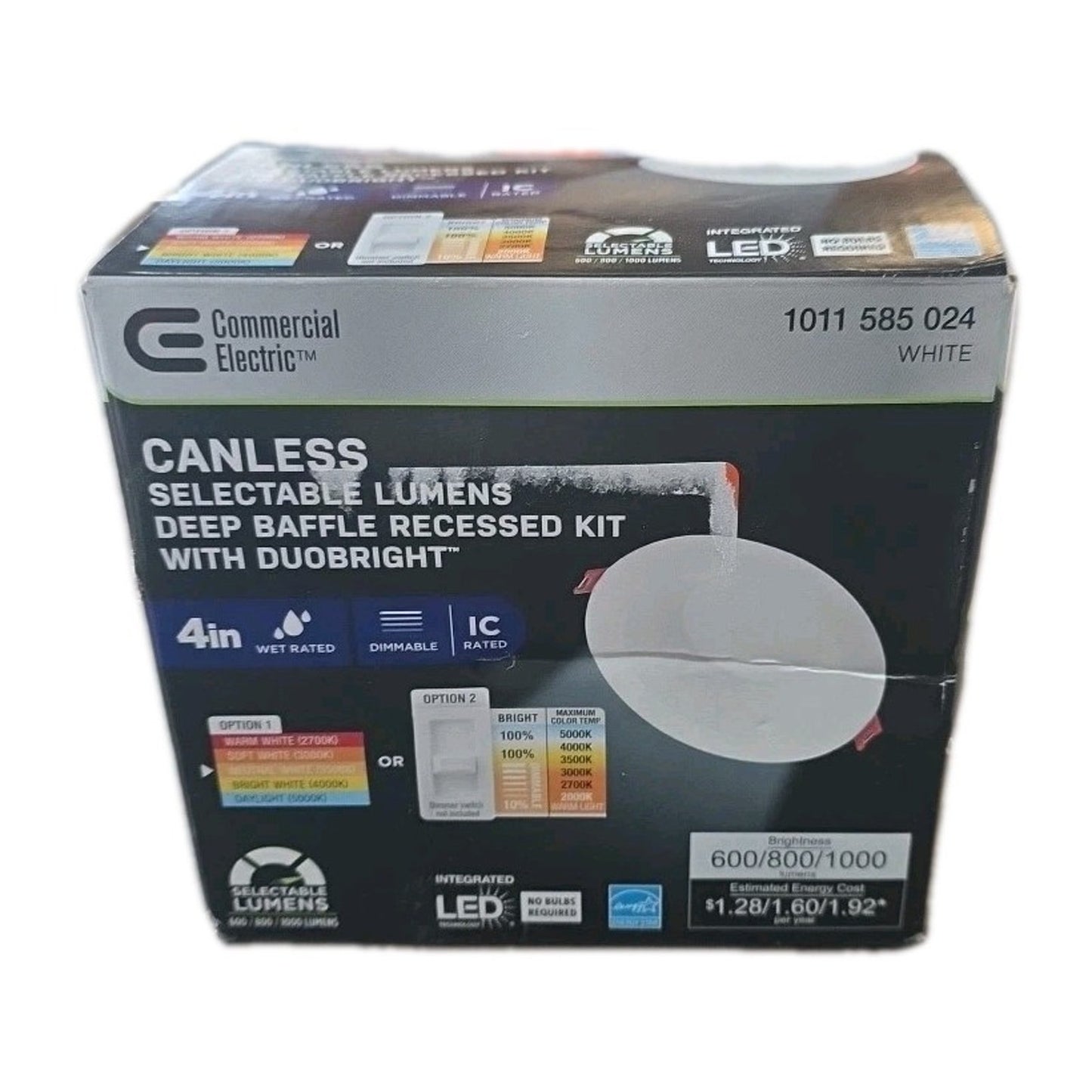 Commercial Electric 4" Elite DuoBright LED Canless Recessed Light Baffle 92223