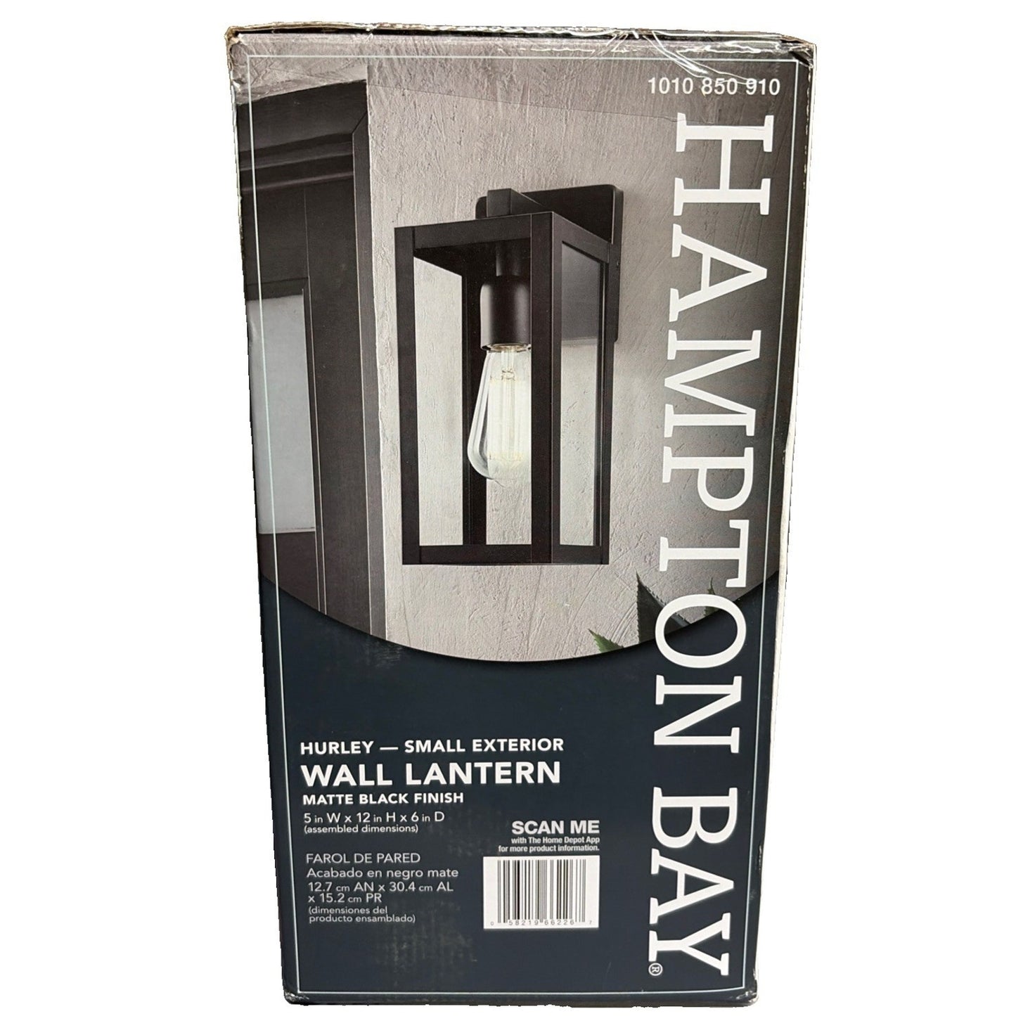 Hampton Bay Hurley 12 in. Matte Black Hardwired Outdoor Wall Lantern.