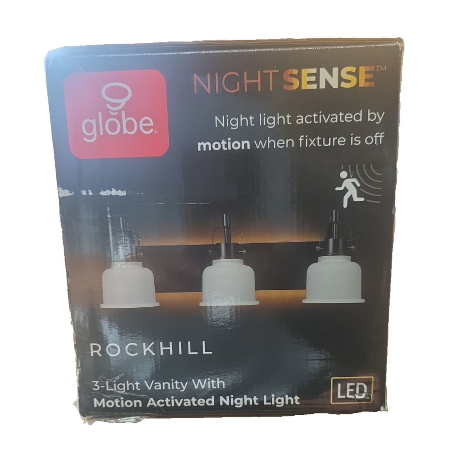 Globe Rockhill 22" 3-Light LED Vanity Light Matte Black Night Light Dimmable