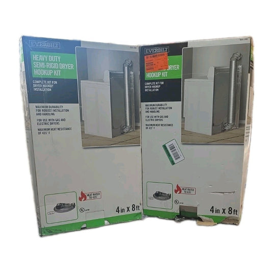 Lot of 2 Everbilt 4" x 8' All Metal Dryer Vent Hook-Up Kit Aluminum Duct