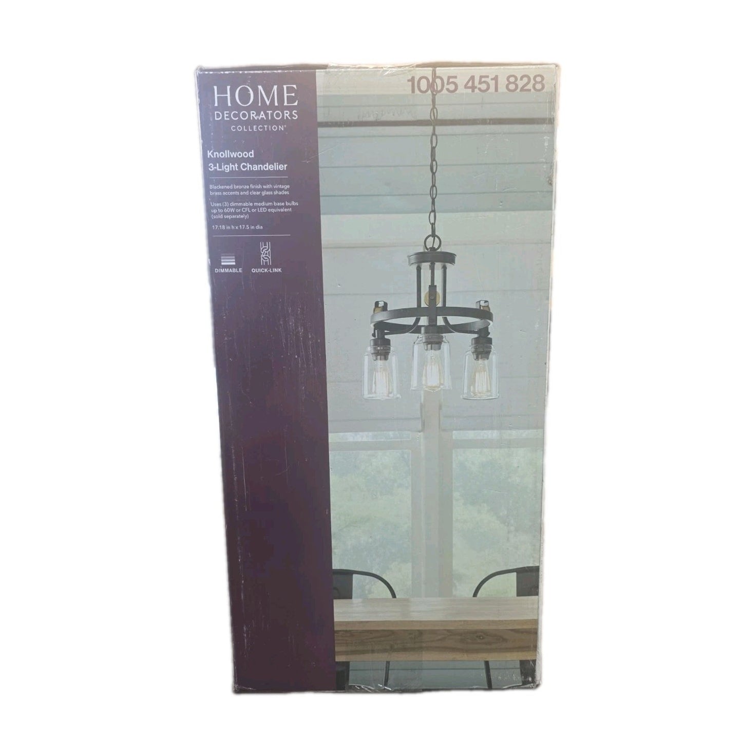 Home Decorators Knollwood 17.5" 3-Light Bronze/Brass Industrial Chandelier