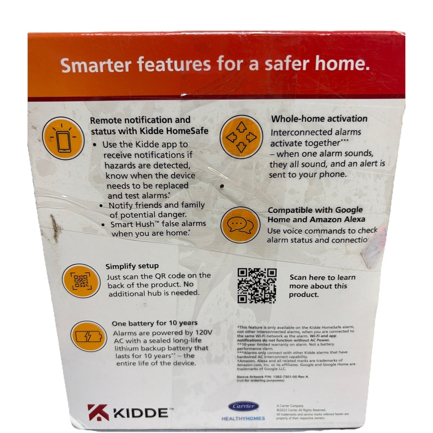 2 Pk Kidde Hardwired Smoke Detector Smart Features and Voice Alerts Wi-Fi 7/23