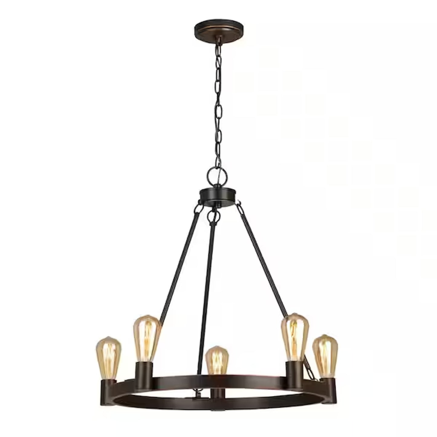 Hampton Bay Moreland 5-Light Oil-Rubbed Bronze Wagon Wheel Chandelier
