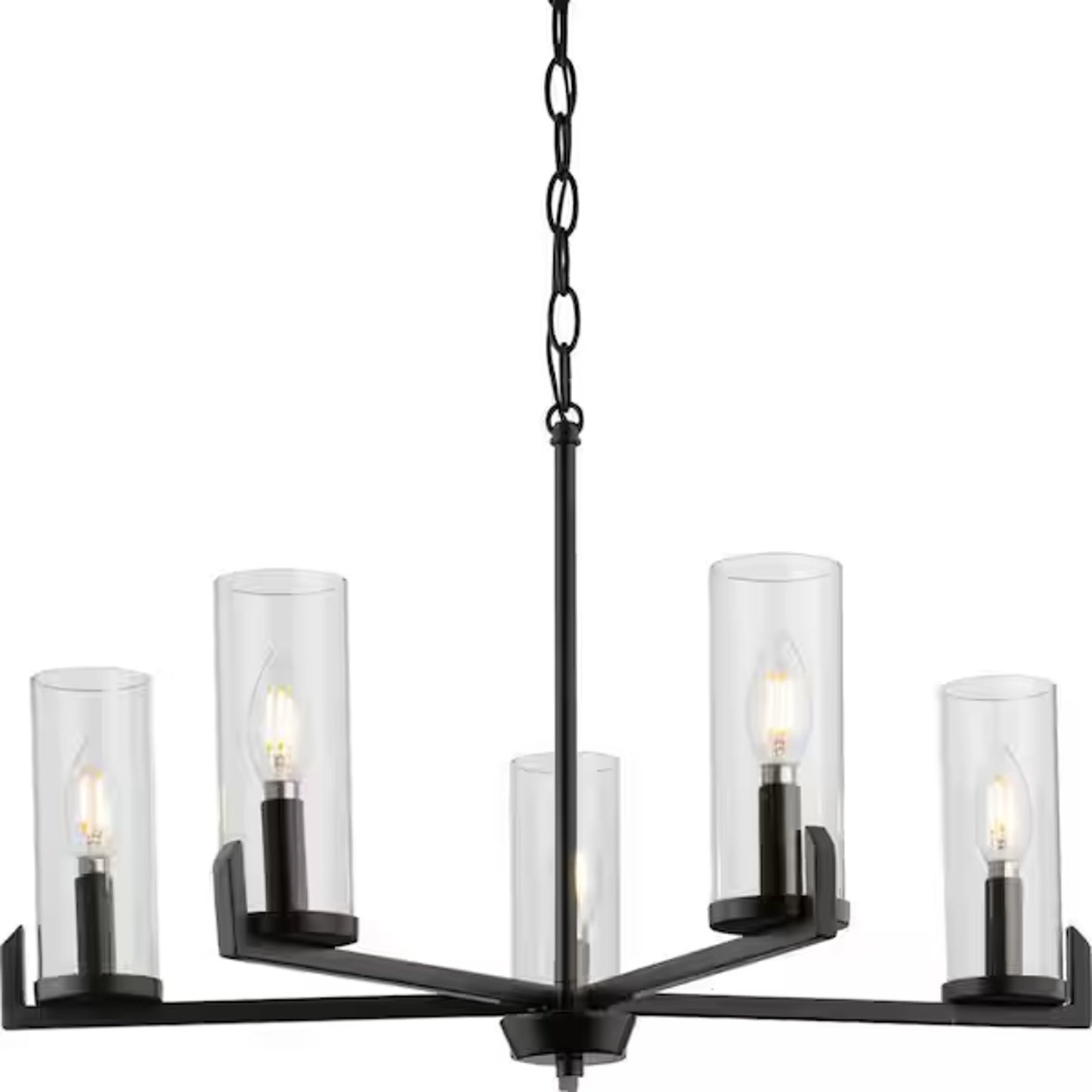 Progress Lighting Pellum 25" 5-Light Matte Black Chandelier Clear Glass