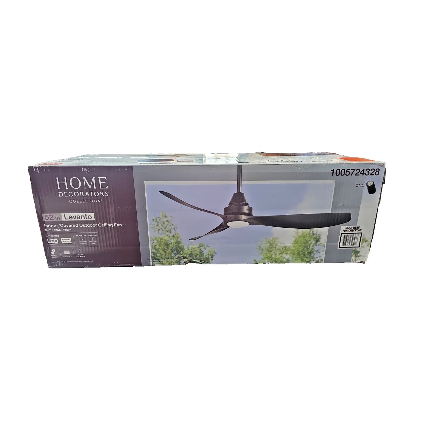 Home Decorators Levanto 52" Matte Black LED Ceiling Fan Indoor/Outdoor Remote