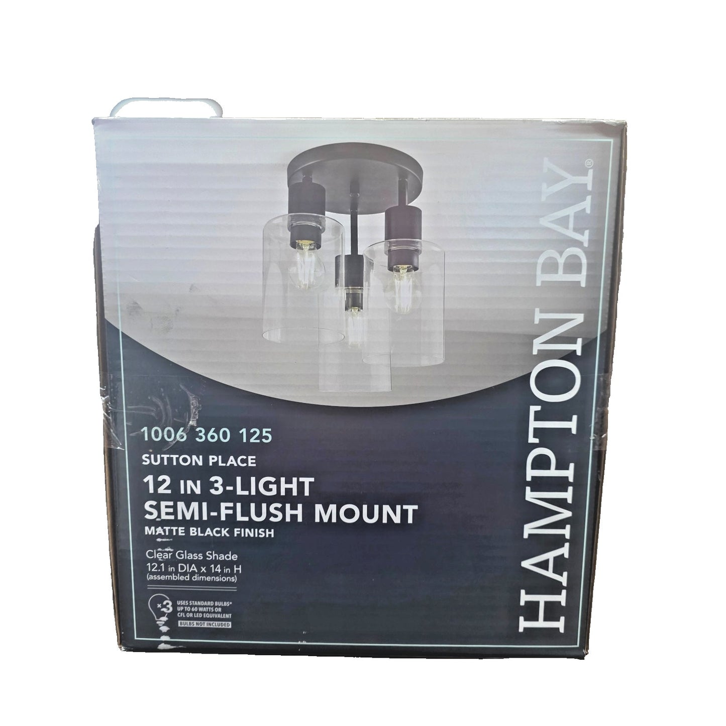 Hampton Bay Sutton Place 14" 3-Light Matte Black Flush Mount Ceiling Light