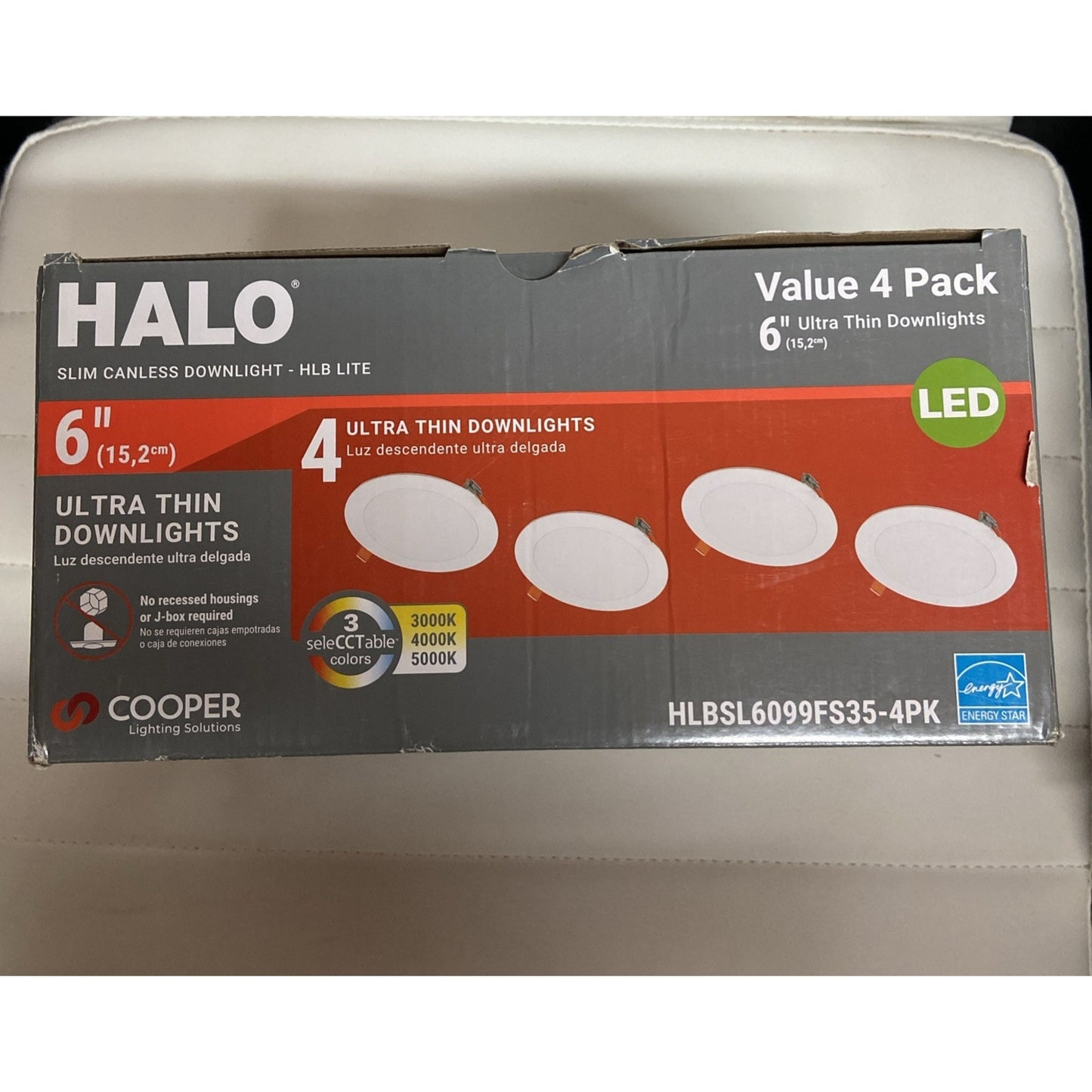 Halo 3008722 6" 10.1W HLB Lite LED Recessed Direct Mount Light Trim - Matte...