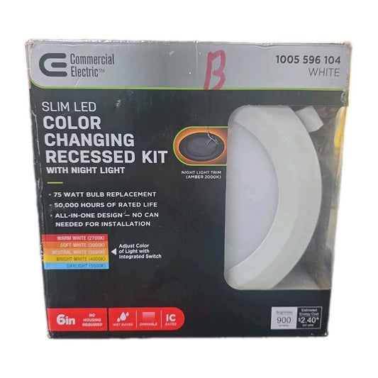 Commercial Electric 6" LED Recessed Trim Night Light 900LM Adjustable CCT Dim