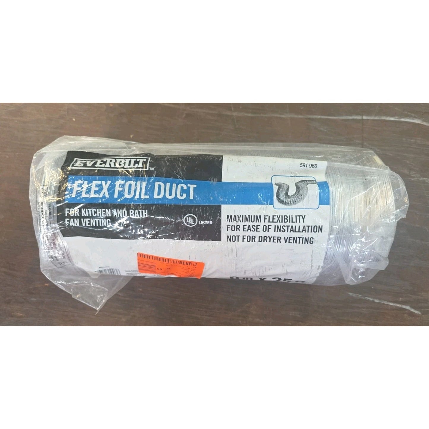Everbilt 6" x 25' Flexible Aluminum Foil HVAC Air Duct UL 181 Class 1 AF625ULPHD