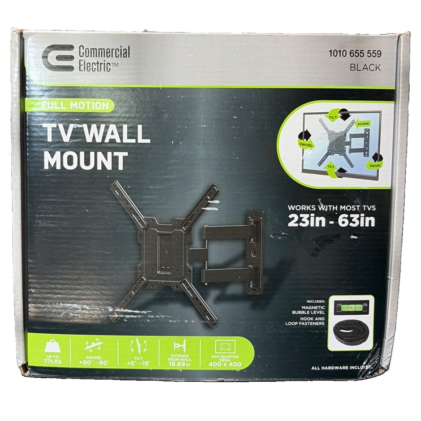 Commercial Electric-Full Motion TV Wall Mount Bracket for 23" - 63" TVs