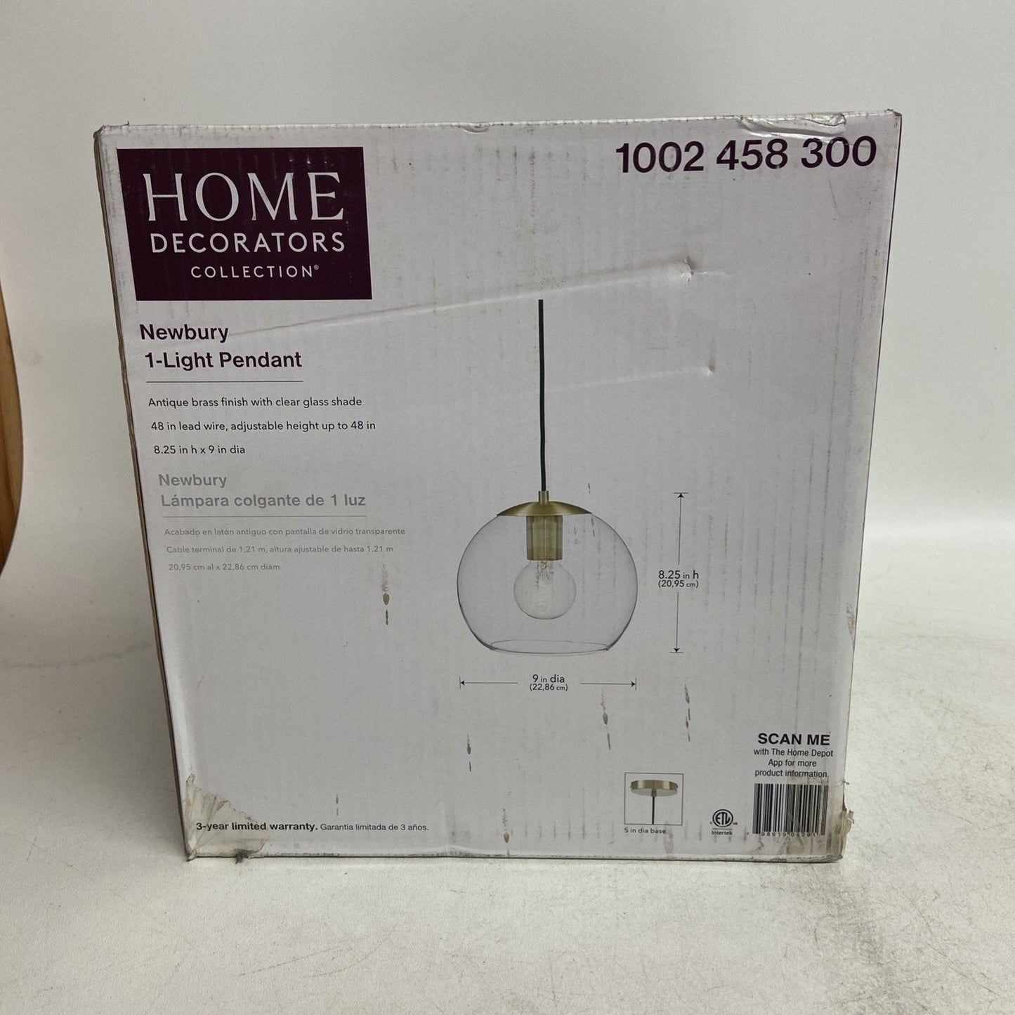 Home Decorators Collection 1-Light Antique Brass and Glass Mini-Pendant