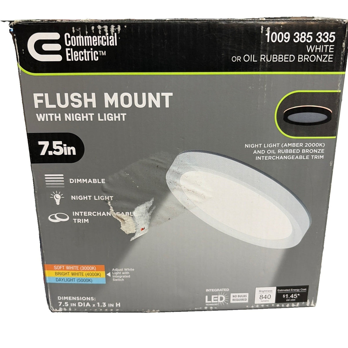 Commercial Electric 7.5in Dimmable LED Color Changing Flush Mount 565682111